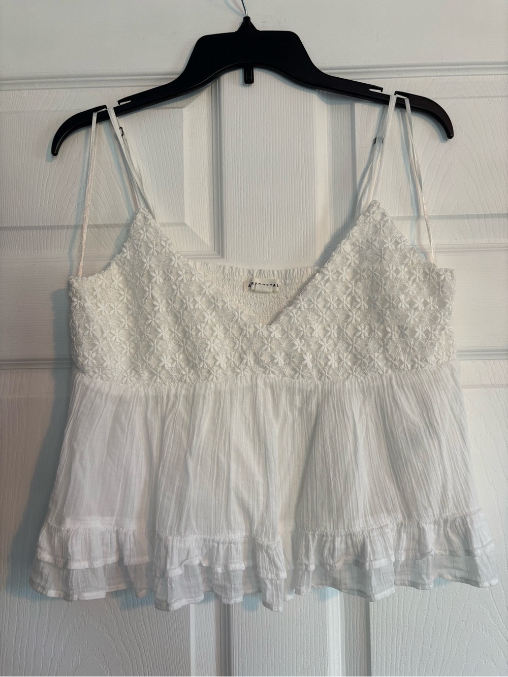 Aéropostale White Floral Lace Bodice Tiered Camisole Top